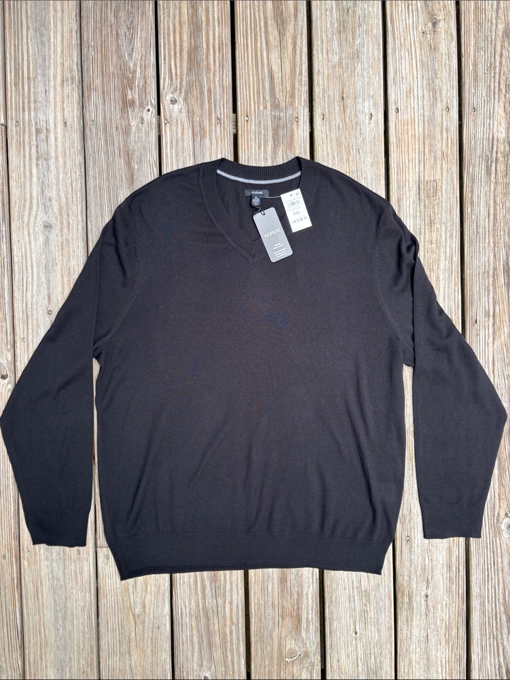 Alfani Mens Black Merino Wool Blend V Neck Sweater XXL 100173353MN NEW